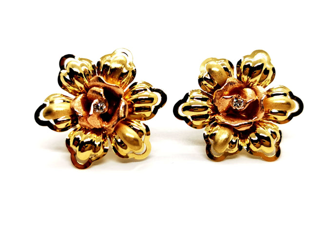 Boucles d'oreilles Boucles d'oreilles Fleur Or jaune Diamant 58 Facettes 1186469CN