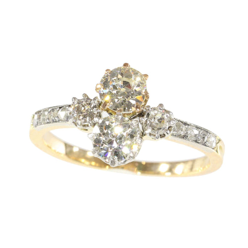 Bague 56 Charm Art Déco de Bague Vintage : platine, or jaune et diamants 58 Facettes 23360-0335