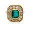 Bague 48 Bague en or jaune, émeraude et diamants. 58 Facettes 30985