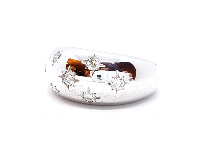 Bague 52 Bague Jonc Or blanc Diamant 58 Facettes 00707CN