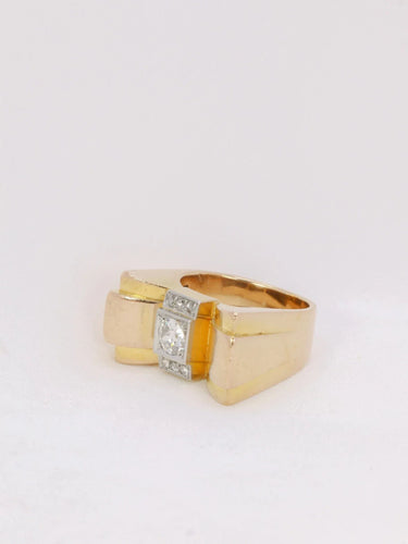 Bague 54 Bague tank Or jaune Platine Diamant 58 Facettes J135