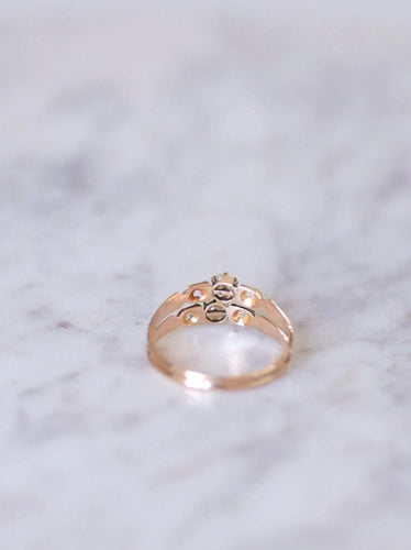 Bague Bague Belle Epoque double anneau perle fine diamant 58 Facettes