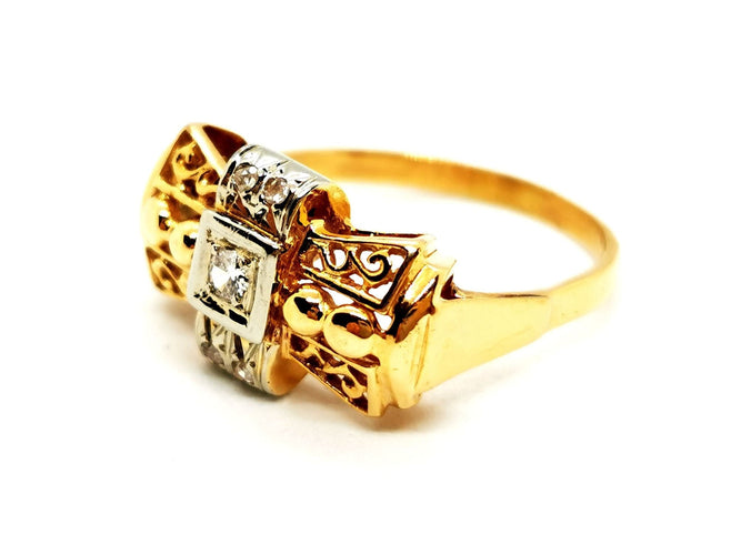 Bague 51 Bague Art déco Or jaune Diamant 58 Facettes 1512559CN