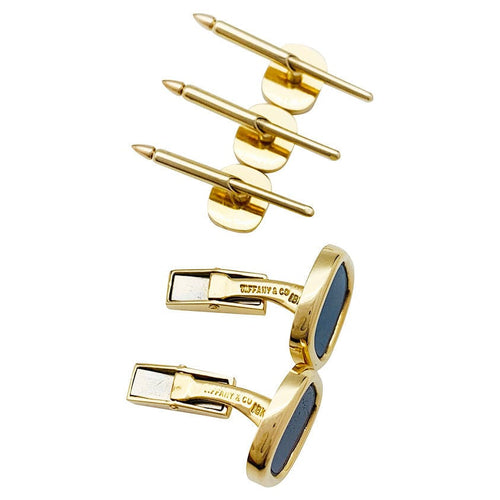 Boutons de manchette Boutons de manchette et de col Tiffany & Co. or et lapis lazuli. 58 Facettes 30769