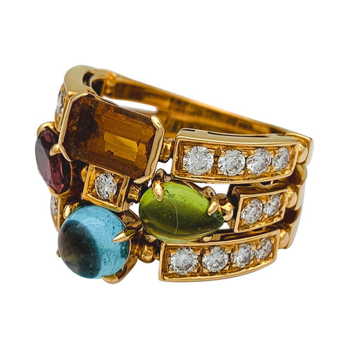 Bague 55 Bague Bulgari, "Allegra", or jaune, diamants, pierres de couleurs. 58 Facettes 31101