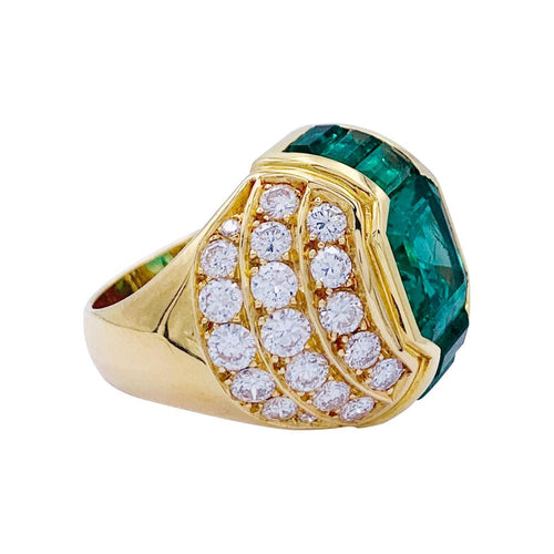 Bague 52 Bague dôme émeraudes, diamants. 58 Facettes 32436