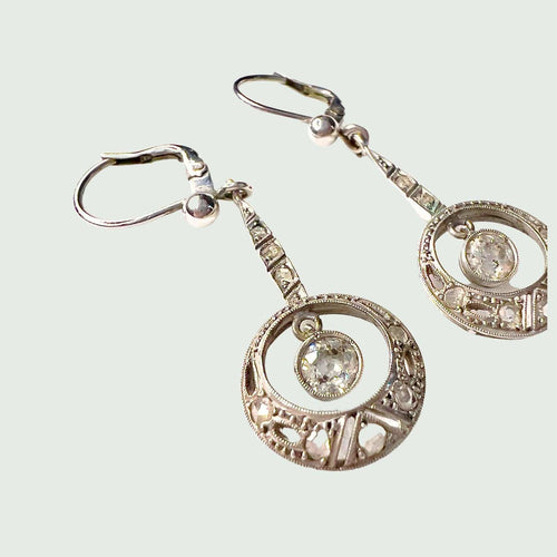 Boucles d'oreilles BOUCLES D'OREILLES ART NOUVEAU DIAMANTS 58 Facettes