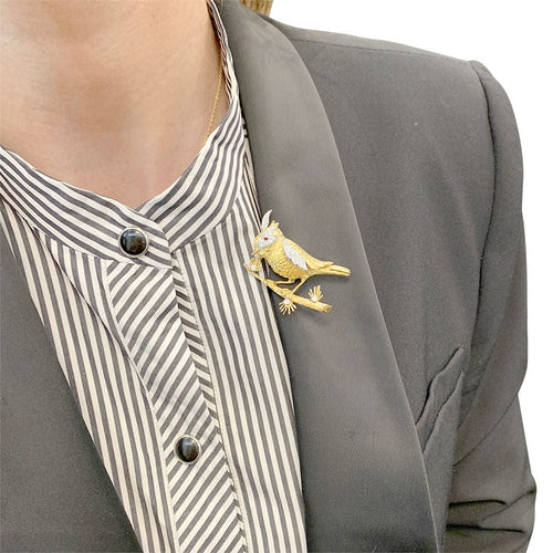 Broche Broche Boucheron, "Oiseau sur sa branche", or jaune, platine. 58 Facettes 32532