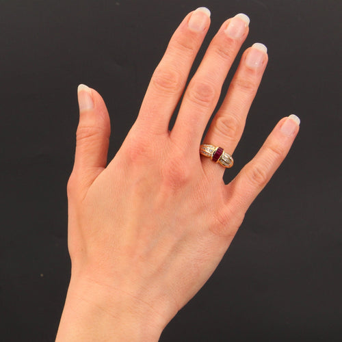 Bague 57 Bague jonc diamants rubis calibrés 58 Facettes 21-832