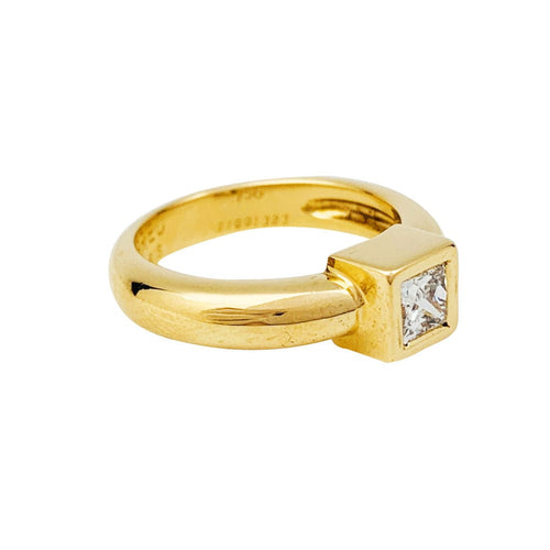 Bague 52 Solitaire Fred Paris diamant princesse, or jaune. 58 Facettes 30858