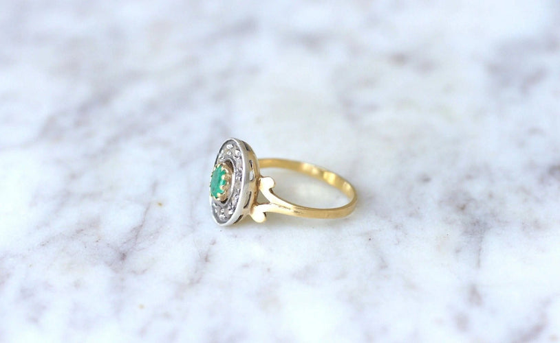 Bague Bague vintage émeraude et diamants 58 Facettes