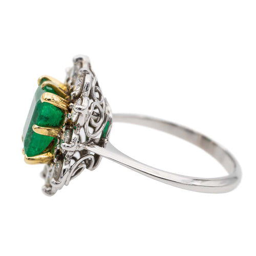 Bague 57 Bague Marguerite Or blanc Emeraude 58 Facettes 2735889CN