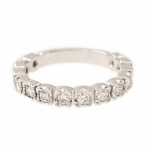 Bague 53 Bague Demi alliance Or blanc Diamant 58 Facettes 2050420CN