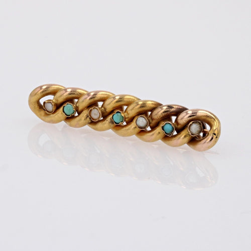 Broche Broche gourmette perles fines et verres turquoise 58 Facettes CVBR61
