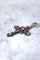 Pendentif Croix ancienne en argent, émail, et pierres du Rhin 58 Facettes
