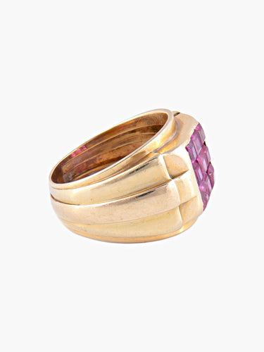 Bague 49 Bague Or jaune Rubis synthétiques 58 Facettes