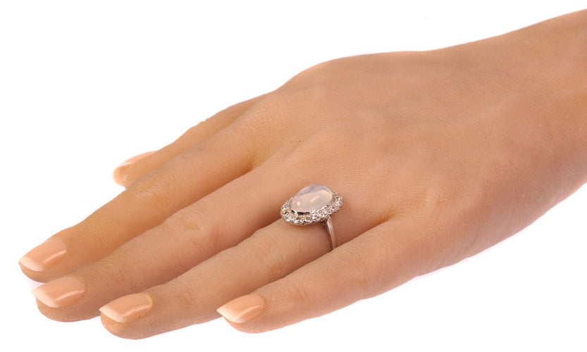 Bague 55 Bague en platine, diamant & pierre de lune 58 Facettes 19312-0202