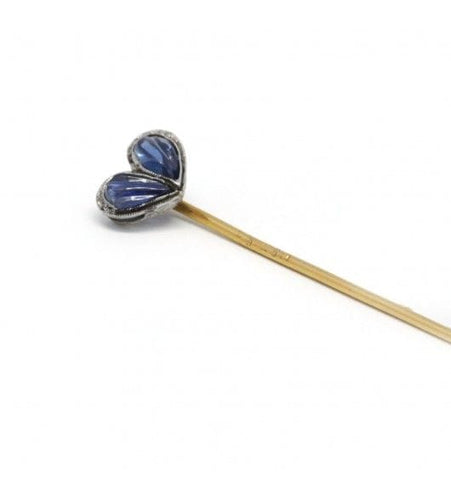 Broche Longueur : 6.8 cm / Jaune / Or 750 Epingle à cravate Saphir et diamants 58 Facettes 170050SP