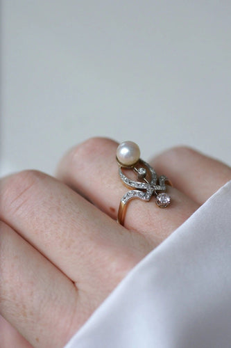 Bague Bague Duchesse diamants et perle 58 Facettes