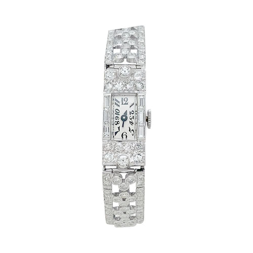 Montre Montre Art Déco en platine, or blanc et diamants. 58 Facettes 31334