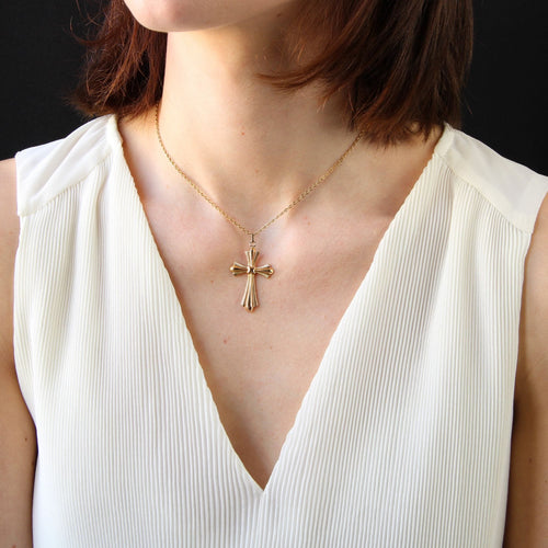 Pendentif Pendentif croix ancienne or rose 58 Facettes CVP63