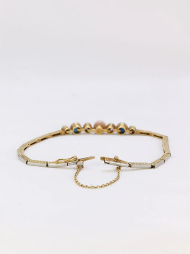 Bracelet Bracelet Belle Epoque 2 Ors Perle fine Diamants Saphirs 58 Facettes J292