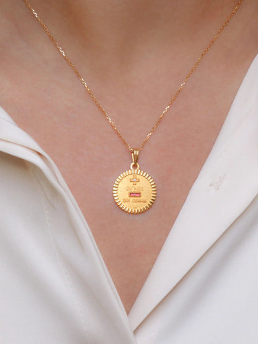 Pendentif Médaille amour Augis ronde or et diamant, Plus qu’hier moins que demain 58 Facettes 923