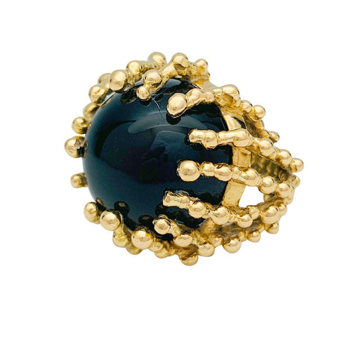 Bague 53 Bague Garnazelle "Boules d'amour" en or jaune et onyx. 58 Facettes 31578