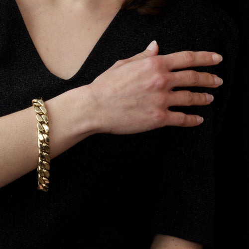 Bracelet Bracelet gourmette plate en or jaune 58 Facettes 21-698