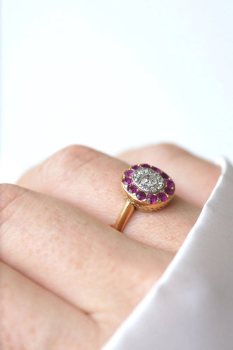 Bague Bague cible diamants et rubis 58 Facettes