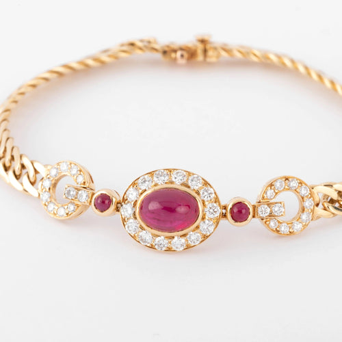 Bracelet Bracelet en or jaune et diamant ,rubis cabochon de la maison Van Cleef and Arpels 58 Facettes 0