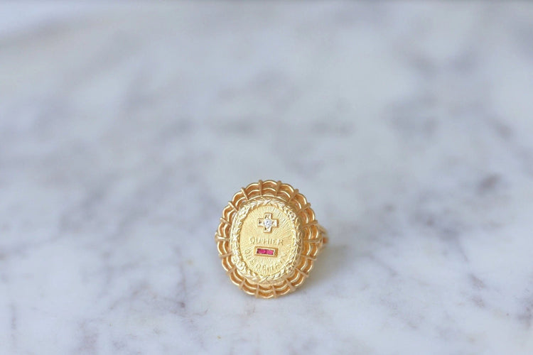 Bague Bague d'amour Vintage A.AUGIS or et diamants 58 Facettes