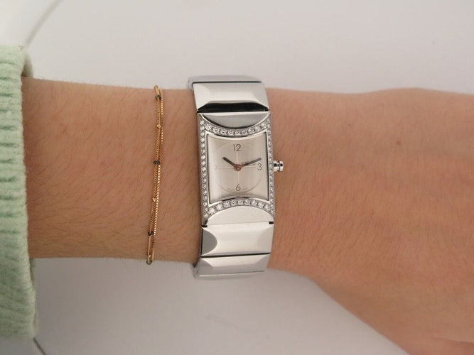 Montre montre FRED 30 mm quartz en acier palladie & diamants 0.8 ct 58 Facettes 254806
