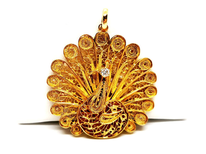 Pendentif Pendentif Paon Or jaune Diamant 58 Facettes 1141236CD