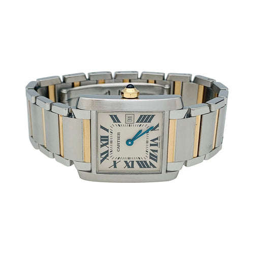 Montre Montre Cartier modèle Tank Française moyen modèle en or et acier. 58 Facettes 31444