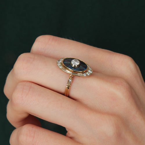 Bague 49.5 Bague années 1930 diamants et saphirs 58 Facettes P3L15