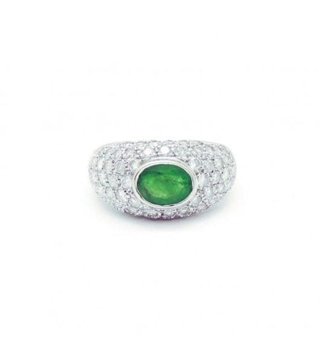 Bague 54 / Blanc/Gris / Or 750‰ Bague Emeraude et Diamants 58 Facettes 230017SP