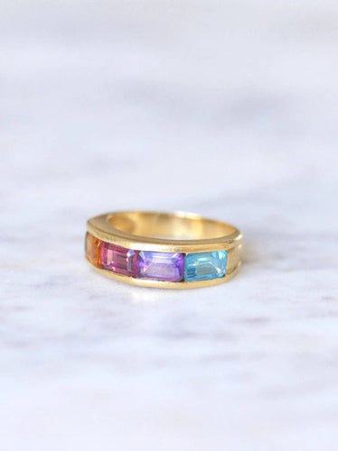 Bague jonc pierres arc en ciel en or 58 Facettes
