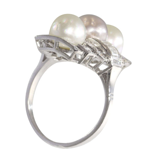 Bague 58 Bague de fiançailles diamant et perle 58 Facettes 22297-0116