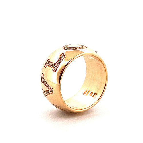 Bague Alliance Bvlgari monogramme diamants, or jaune 18 carats 58 Facettes