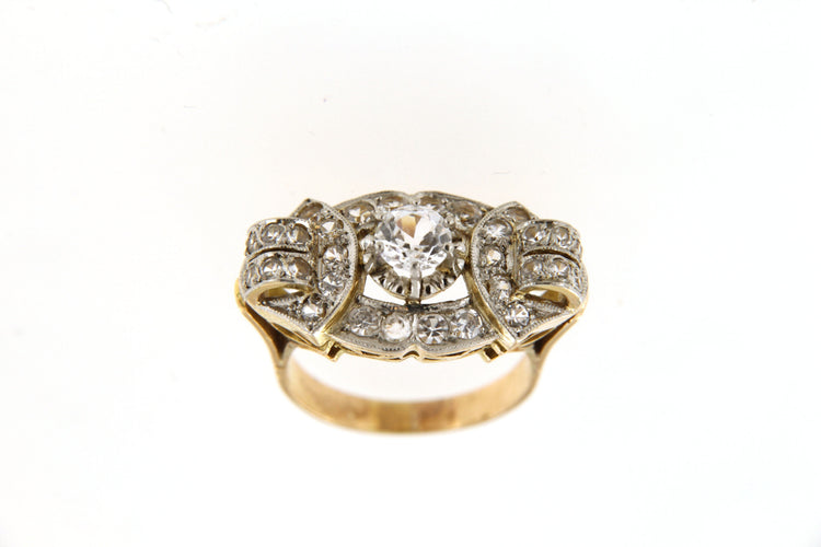 Bague Bague Art Déco, en Or jaune et saphirs blancs 58 Facettes 6507g