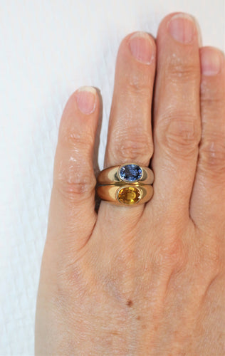 Bague POIRAY - Bague double jonc or blanc or jaune saphirs 58 Facettes 393