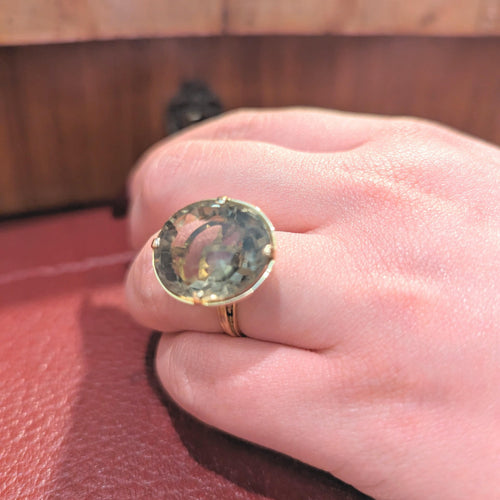 Bague 55 Bague en or jaune et quartz fumé 58 Facettes 25682