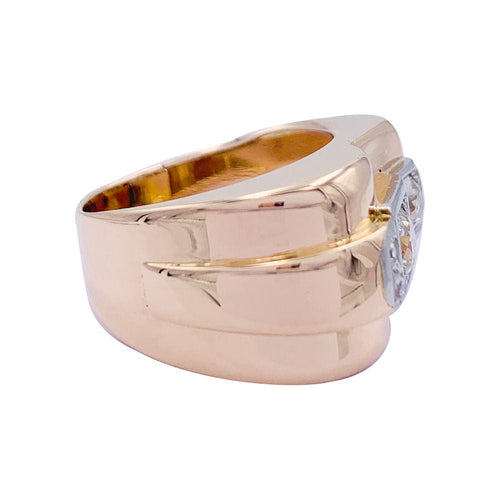 Bague 58 Bague Tank en or rose, platine, diamants. 58 Facettes 32287