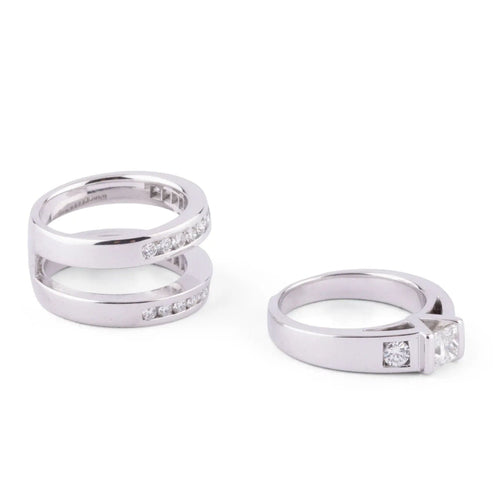 Bague Bague or gris et diamant princesse 58 Facettes 1