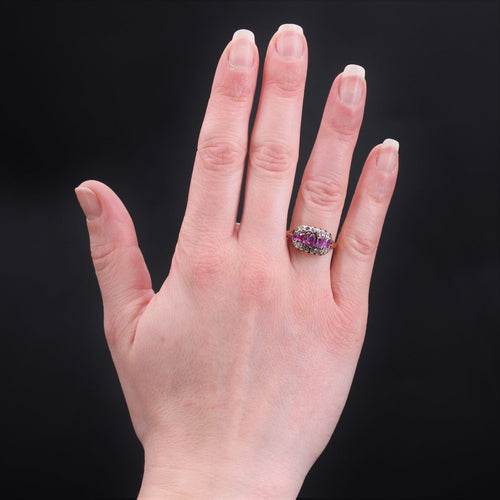 Bague 59 Bague ancienne rubis diamants 58 Facettes 21-801