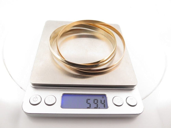 Bracelet bracelet 3 anneaux en or jaune blanc et rose 18k 23 cm trinity 58 Facettes 257839