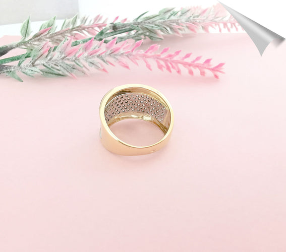 Bague Bague Bandeau Or deux tons & Diamants 58 Facettes AA 1577