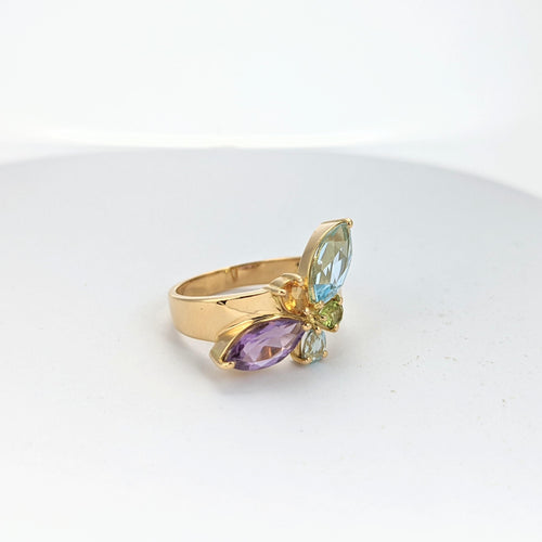 Bague Bague en or jaune motif floral 58 Facettes 20503