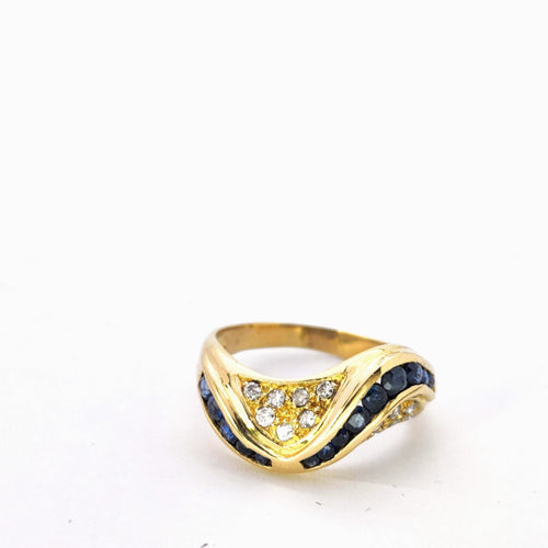 Bague Bague en or jaune diamants et saphirs 58 Facettes 5629